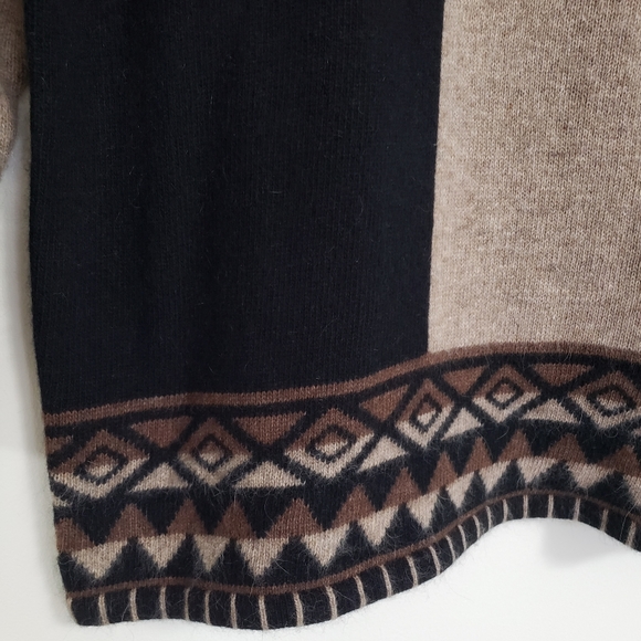 Size Small Wool/Fur Mockneck Sweater Black/Brown Valerie Stevens Furblend - Picture 4 of 8